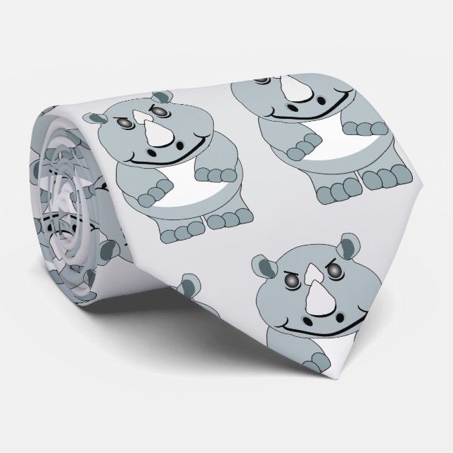 Rhinoceros Design Tie (Rolled)