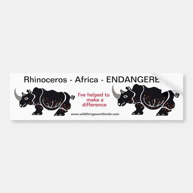 RHINOCEROS -Endangered animal - Conservation Bumper Sticker (Front)