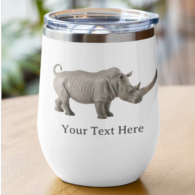Rhinoceros Illustration Rhino message personnalisé (Rhino Personalized Gift - wine or whiskey tumbler)