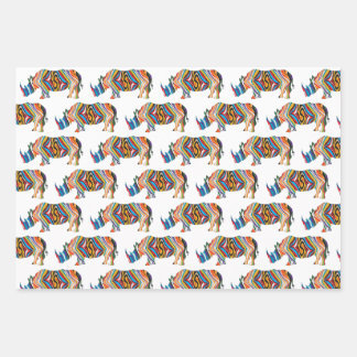 Rhinoceros in a Zebra Print Wrapping Paper Sheet