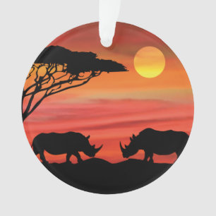 Rhinoceros in the African Serengeti Ornament