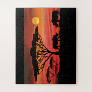 Rhinoceros in the Serengeti Sunset Jigsaw Puzzle