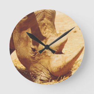 Rhinoceros Love Round Clock