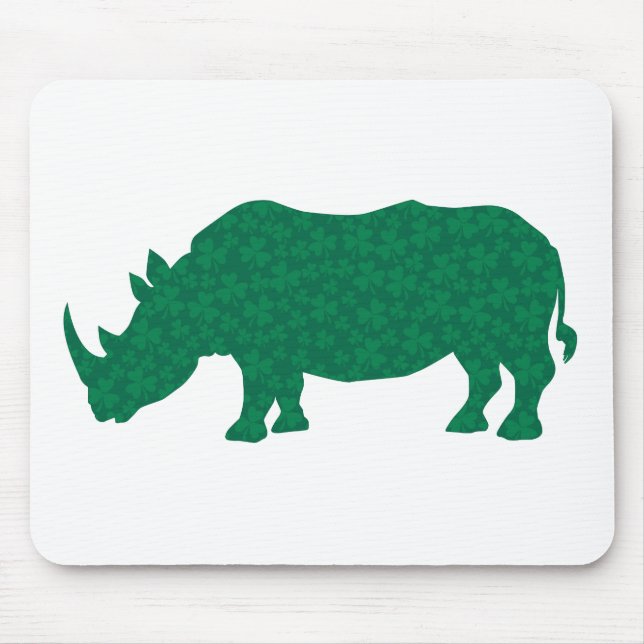 Rhinoceros made of Shamrocks Mouse Pad (Front)