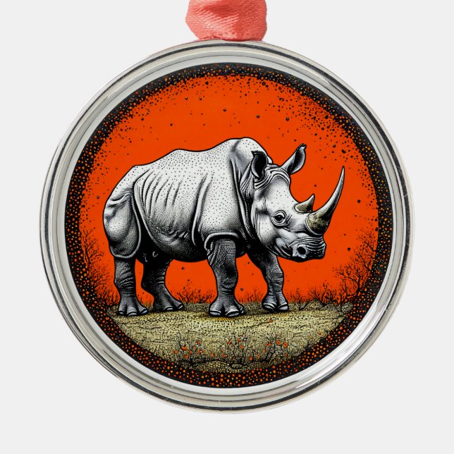 Rhinoceros Metal Ornament (Front)