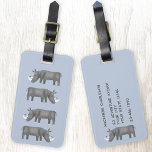 Rhinoceros Personalized Luggage Tag<br><div class="desc">A fun stack of rhinos on a blue background, perfect for animal and wildlife lovers everywhere. Change the details on the reverse to personalize.
Original art by Nic Squirrell.</div>