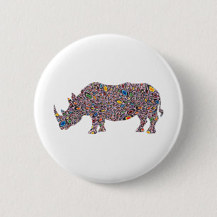 Rhinoceros-Pink-Cheetah 2 Inch Round Button