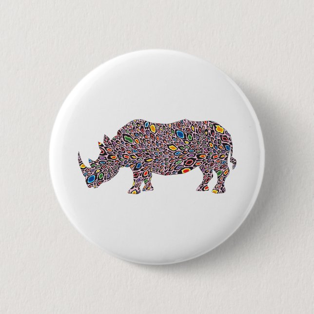 Rhinoceros-Pink-Cheetah 2 Inch Round Button (Front)