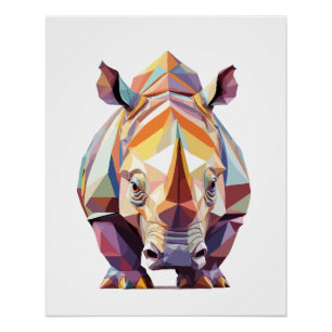 Rhinoceros Playful Adorable Fun Animal Colourful Poster