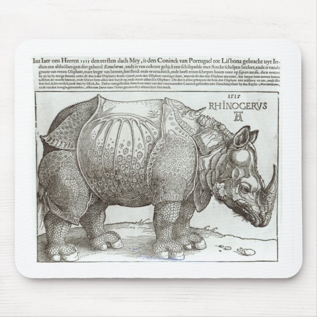 Rhinoceros, print given to Maximilian I (1459-1519 Mouse Pad (Front)