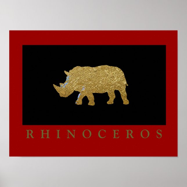 Rhinoceros printed golden poster (Front)