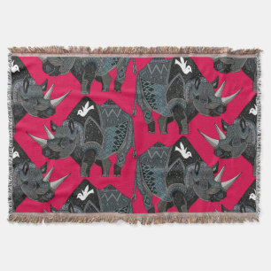 rhinoceros red throw blanket