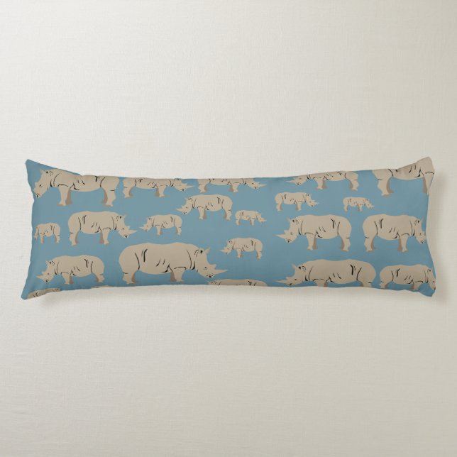 Rhinoceros Rhino Illustration Pattern  Body Pillow (Front)
