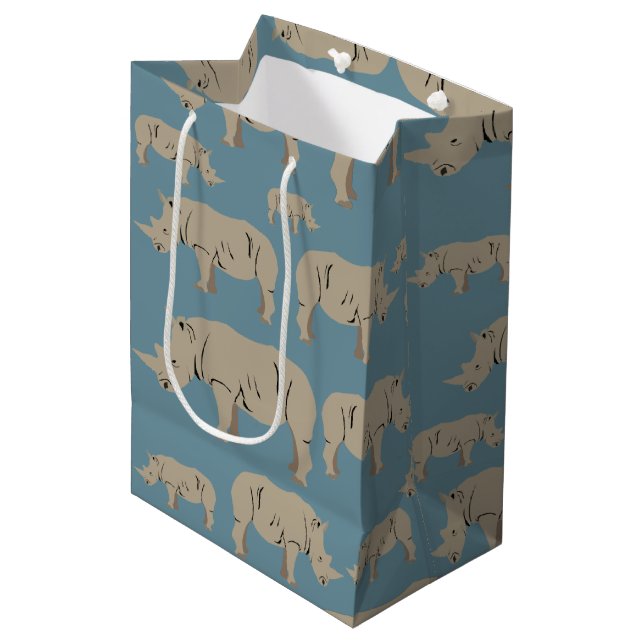 Rhinoceros Rhino Illustration Pattern  Medium Gift Bag (Front Angled)