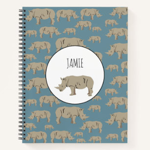 Rhinoceros Rhino Illustration Pattern Notebook