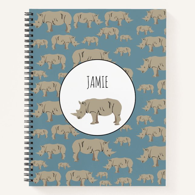 Rhinoceros Rhino Illustration Pattern   Notebook (Front)