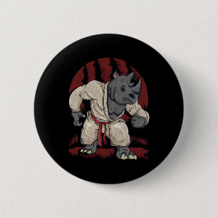 Rhinoceros Rhino Martial Artist Arts Mma Karate Ku 2 Inch Round Button