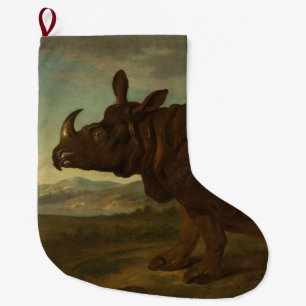 Rhinoceros (Rhino) (Wild Animal) (by J.B. Oudry) Large Christmas Stocking