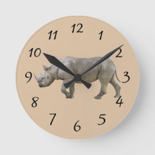 Rhinoceros Round Clock