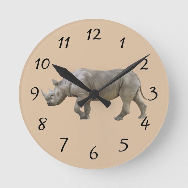 Rhinoceros Round Clock (Front)