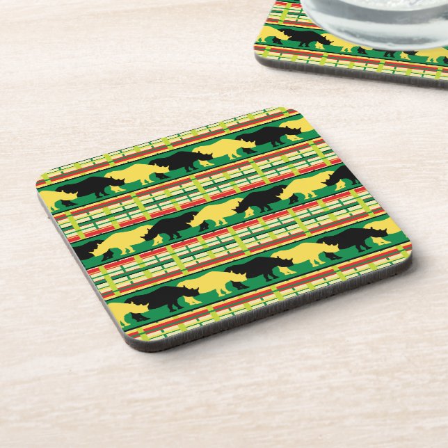 Rhinoceros Safari Weave Pattern Coaster (Left Side)