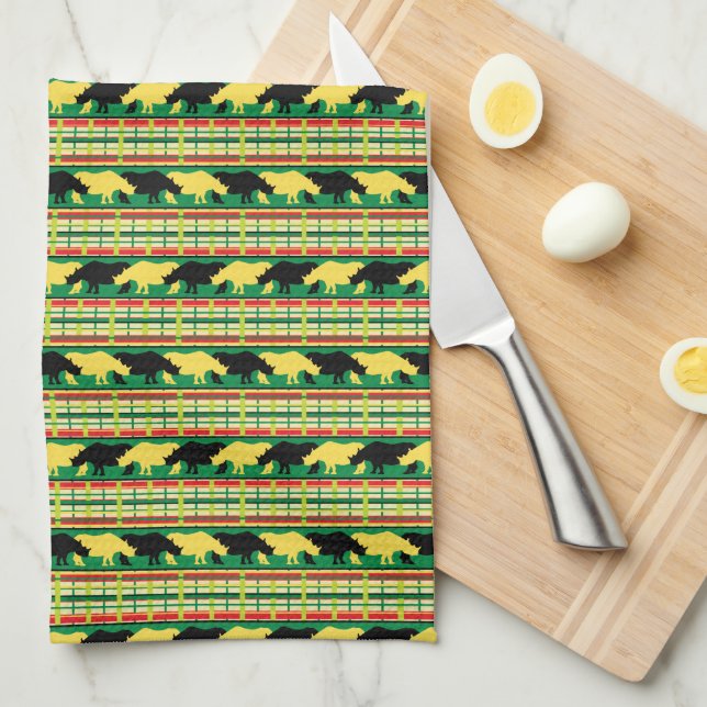Rhinoceros Safari Weave Pattern Kitchen Towel (Quarter Fold)