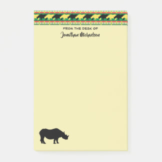 Rhinoceros Safari Weave Pattern Personalized Post-it Notes