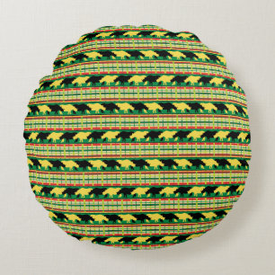 Rhinoceros Safari Weave Pattern Round Pillow