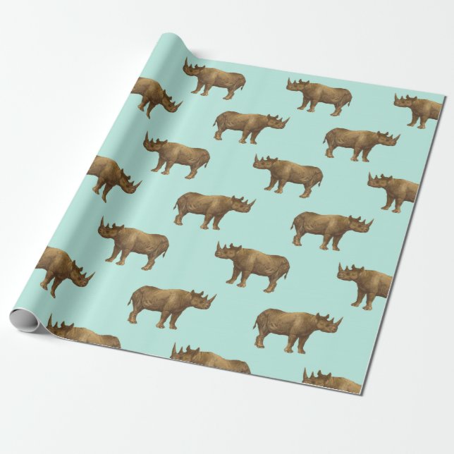 Rhinoceros Safari Wrapping Paper (Unrolled)