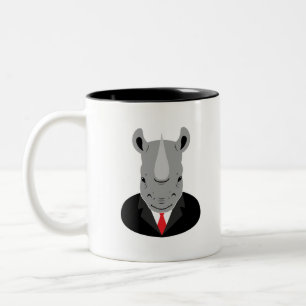 Rhinoceros tuxedo Two-Tone coffee mug