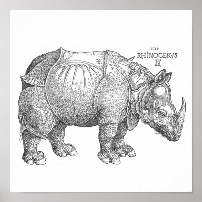 Rhinoceros Woodcut Poster (Front)