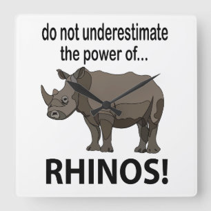 Rhinos Animal Funny Rhinos Square Wall Clock