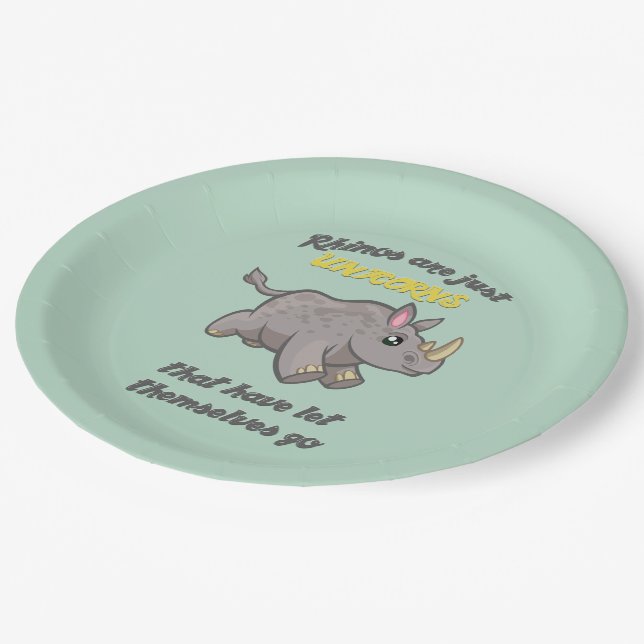 Rhinos are Unicorns Paper Plate (Angled)