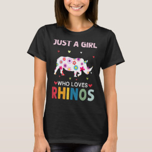 Rhinos Just A Girl Who Loves Rhinos Daisy Flower T-Shirt