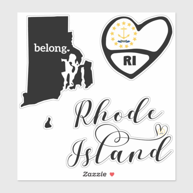 Rhode Island, 3 Designs, Love RI, Die Cut (Sheet)