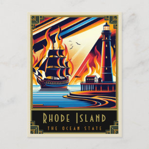 Rhode Island   Art Deco Postcard