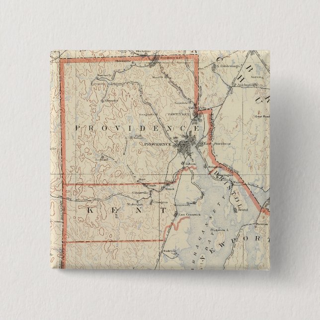 Rhode Island atlas 2 Inch Square Button (Front)