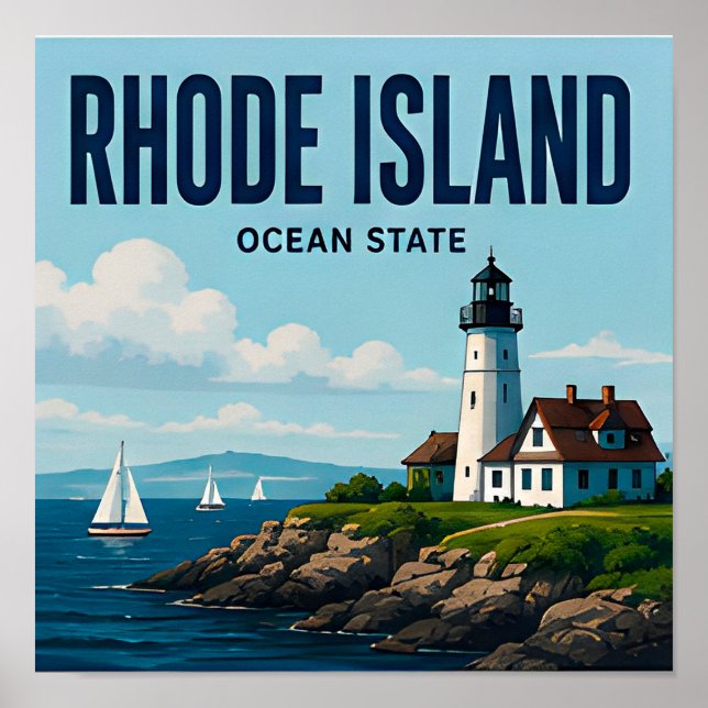 Rhode Island Capitol Harbour Ocean State Poster (Front)