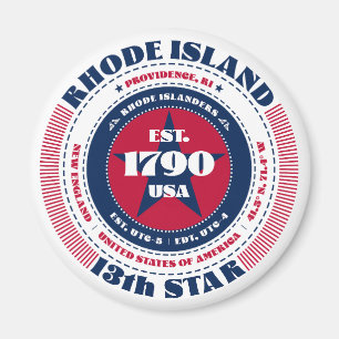 Rhode Island Circle Typographie Souvenir Magnet