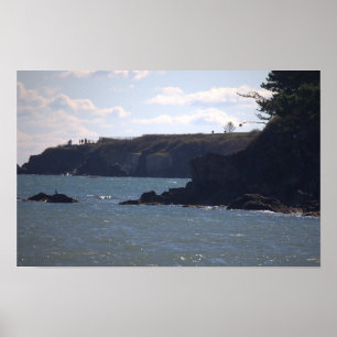 Rhode Island Cliffside Ocean Waterscape Poster