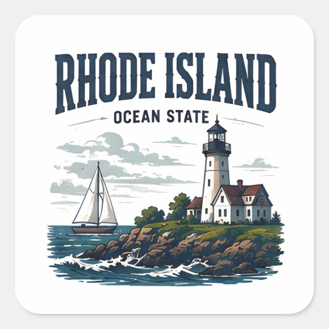 Rhode Island Coastal Lighthouse Journey Square Sticker (Front)