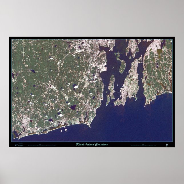 Rhode Island Coastline satellite poster (Front)