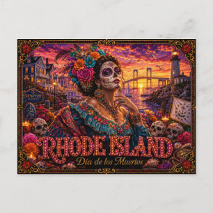 Rhode Island Día de los Muertos Retro Postcard