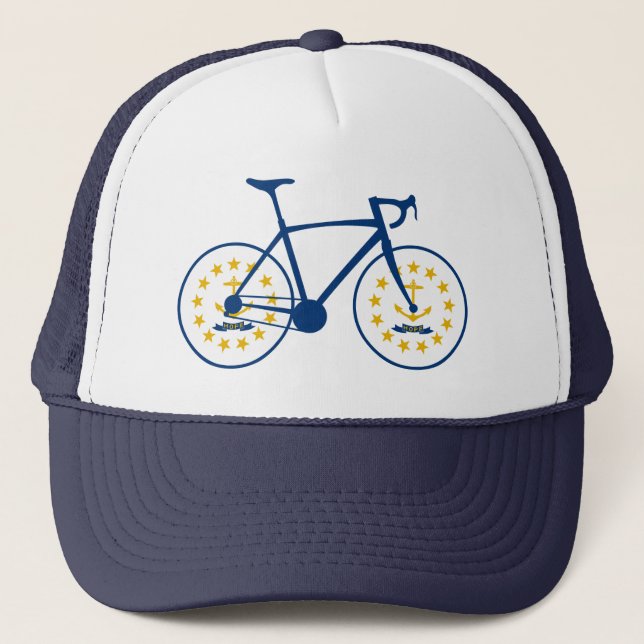 Rhode Island Flag Cycling Trucker Hat (Front)