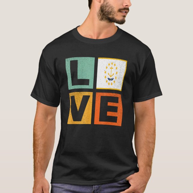 Rhode Island Flag  Love Rhode Island T-Shirt (Front)