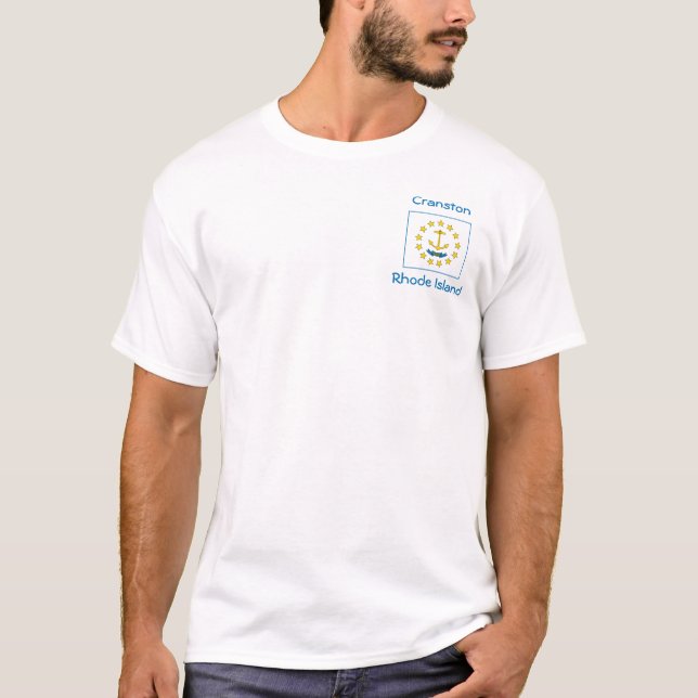 Rhode Island Flag Map City T-Shirt (Front)