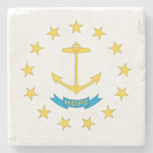 RHODE ISLAND FLAG STONE COASTER