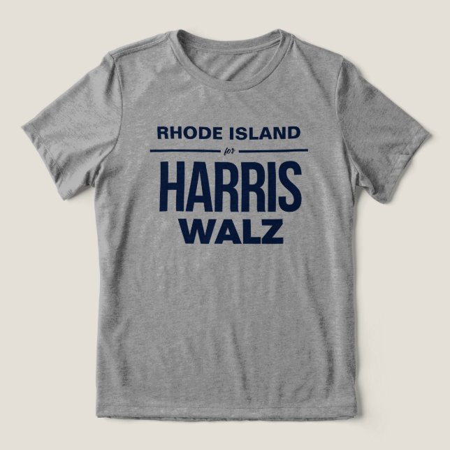 Rhode Island for Harris Walz Tri-Blend Shirt (Design Front)