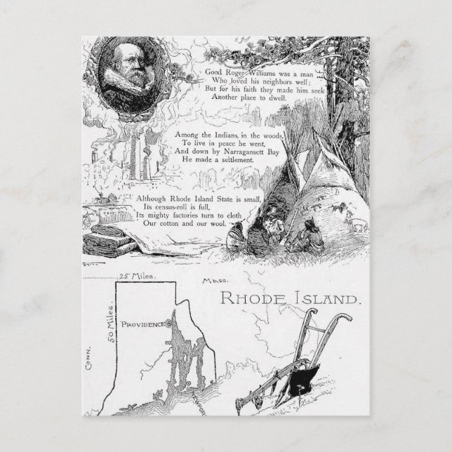 Rhode Island History Postcard (Front)