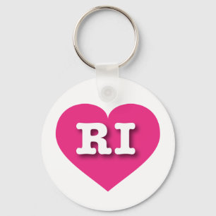 Rhode Island Hot Pink Heart - I love RI Keychain